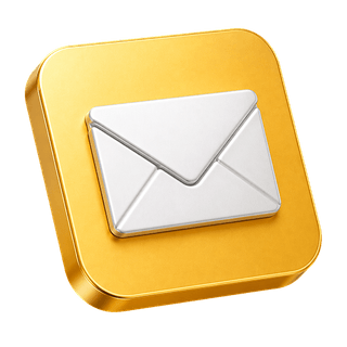 Élément décoratif 3D en forme d'enveloppe mail sur la page de contact